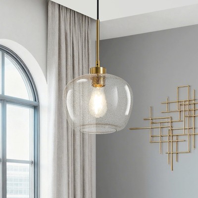 GTCLIGHTING Modern Gold Pendant Light Chandelier,9.75" Round Ceiling Pendant with Adjustable Chain for Dining Room Kitchen Island
