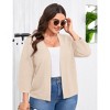 Plus Size 3/4 Sleeve Knitted Cardigan Lightweight Open Front Coat Cardigans - 2 of 4