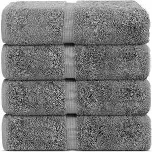 100 Cotton Large Bath Towels 30x60 4 Piece Gray - 1 of 4