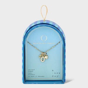 14K Gold Dipped Charm Initial Pendant Necklace - A New Day™ Gold - 1 of 4