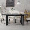 PexFix 67" x 33.5" Black Solid Wood Farmhouse Dining Table Oval Wood Top for Modern Dining Rooms & Family Gatherings - 2 of 4