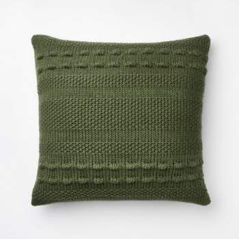 Oversized Bobble Knit Striped Square Throw Pillow Green - Threshold™ designed with Studio McGee