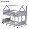 MAYEERTY Twin Rubber Wood Floor BUnk Bed with Ladder, Guardrails, House Shaped Bunk Bed Blue - 4 of 4
