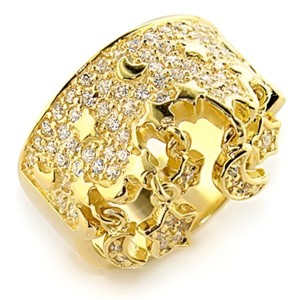 Slickblue Sterling Silver Ring, 14K Gold Plated with Clear CZ, Moon and Stars Design, Women’s Sizes 5-9 - 1 of 4