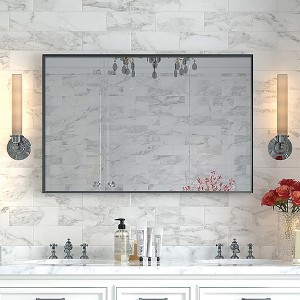 Bathroom Mirror 40x30inch Modern Rectangular Wall-Mounted Square Corner Vanity Mirror With Metal Frame - 1 of 4
