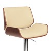 FurniFact,Adjustable Cream Swivel Bar Stool with Walnut Veneer and Chrome Base - 2 of 4