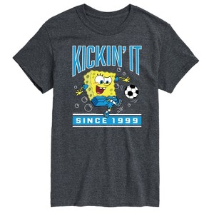 Spongebob Squarepants Kickin It Since 1999 Short Sleeve Graphic T-Shirt - Heather Charcoal - LG Big and Tall - 1 of 4