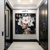 Floral Woman Canvas Wall Art Black and White Bird Tattoo Portrait Modern Aesthetic Artwork for Living Room Bedroom Art oil painting decorative picture - 2 of 4