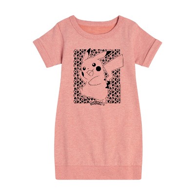 - Pokémon - Pikachu Pattern Graphic Short Sleeve Fleece Dress