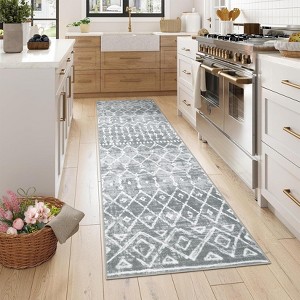 COZONY Vintage Geometric Runner Rug, Washable Low Pile Carpet with Non-Slip Backing for Kitchen Entryway Living Room - 1 of 4