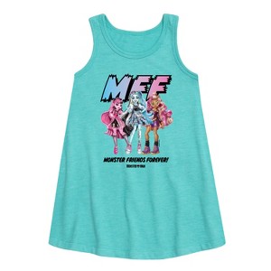 Girls' - Monster High - Monster Friends Forever Graphic Sleeveless Aline Dress - 1 of 3