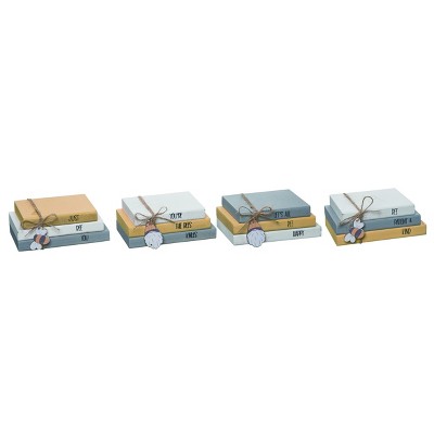 Transpac MDF Bee Book Stack w/Charm Set of 4 Spring Home Decorations
