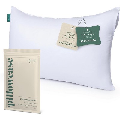 ComfyDown Pillowcase - Breathable 100% Cotton, 400 Thread Count, Made in USA - Queen