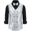 Lars Amadeus Men's V-Neck Slim Fit Double-Breasted Party Disco Prom Nightclub Sleeveless Sequin Vest - 2 of 4