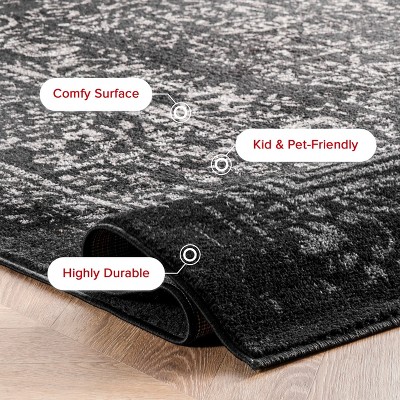 Arlena Black 4' x 6' Synthetic Stain-Resistant Area Rug