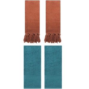 REGALWOVEN 4 Packs Solid Textured and Tassels Soft Absorbent Decorative Hand Towel - 1 of 4