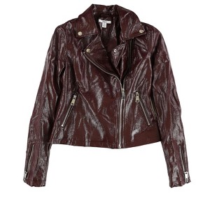 bar III Womens Zip-Front Faux-Leather Jacket - 1 of 2