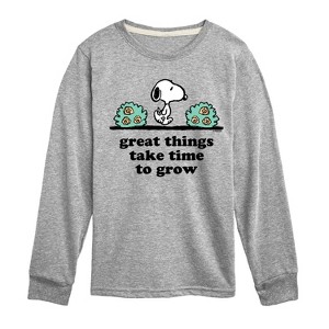 Boys' - Peanuts - Great Things Take Time To Grow Long Sleeve Graphic T-Shirt - 1 of 4