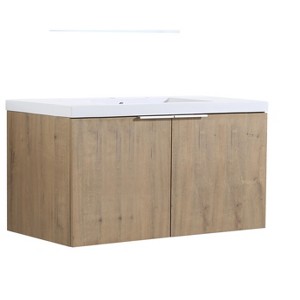 Dexmalle Imitative Oak Modern Design 36 Inch Float Mounting Bathroom Vanity With Sink Soft Close Door - 1 of 4