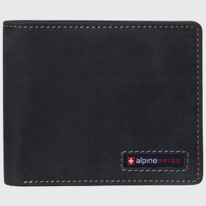 Alpine Swiss Mens Nolan Bifold Commuter Wallet Cowhide Leather RFID Safe Comes in a Gift Box - 1 of 4