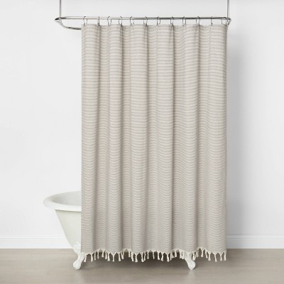 Railroad Stripe Shower Curtain Gray - Hearth & Hand™ with Magnolia