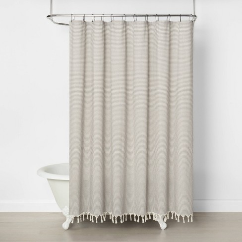 Railroad Stripe Shower Curtain Gray, Gray Striped Shower Curtains