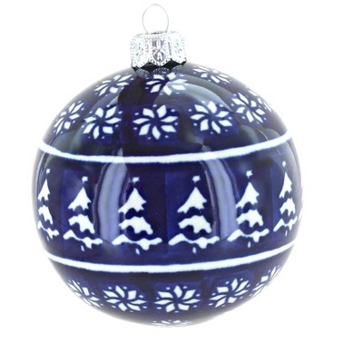 Blue Rose Polish Pottery Winter Nights Christmas Ornament