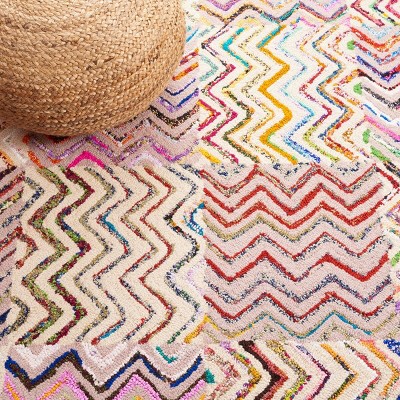 Multicolor Hand-Tufted Wool and Synthetic Square Rug, 4' x 4'
