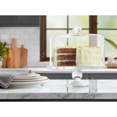 Elegant Clear Glass Pedestal Cake Stand with Dome