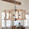 LNC Quaint 3-Light 18" Farmhouse Drum Small Chandelier, Brushed Black and Distressed  Grayish White Wood - 2 of 4