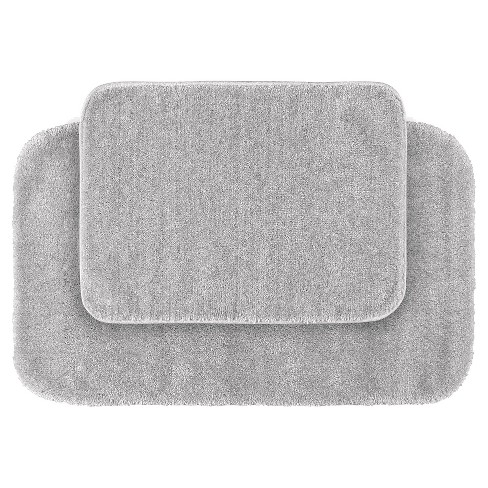 Garland 2 Piece Traditional Washable Nylon Bath Rug Set Platinum