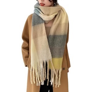 MSDC Winter Women Warm Scarf Long Shawl Large Scarves Cold Weather Thick Blanket Scarfs Colorful Plaid - 1 of 4