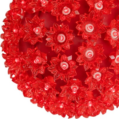 Red LED Lighted Plastic Starlight Sphere Hanging Decoration, 7.5"
