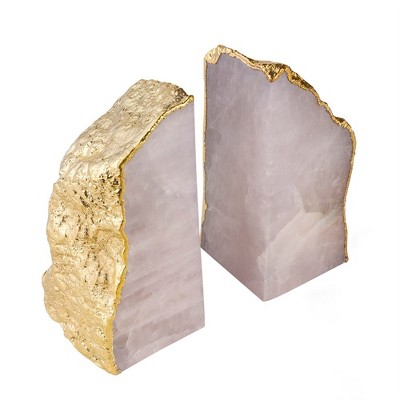 Dazzle Rose Quartz Bookends, Set of 2