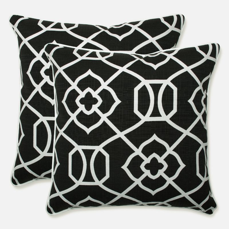 Outdoor/Indoor Kirkland Black Throw Pillow Set of 2 - Pillow Perfect, 1 of 6
