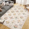 Modern Area Rug Elegant Floral Durable Stain-Resistant Fabric Washable Waterproof Perfect Rug for Living Room Bedroom - 3 of 4