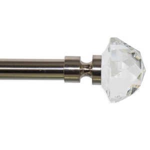 Versailles Crystale Gem Finial Steel Heavy Duty Curtain Rod Set for Windows Brushed Nickel - 1 of 4