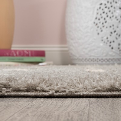 Gray and Ivory Geometric Shag Area Rug, 3x5 Feet