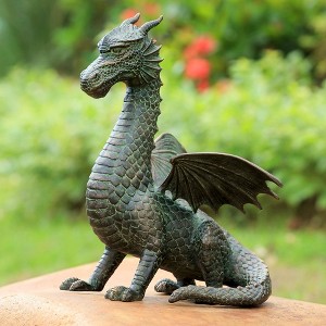 SPI Home Winged Dragon Aluminum Garden Sculpture – 15" Fantasy Creature with Intricate Detailing - 1 of 4