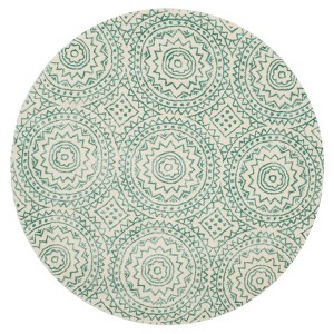 Ivory/Blue Floral Tufted Round Area Rug 5