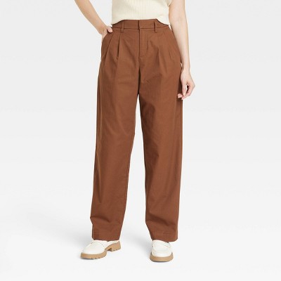 Women's High-Rise Pleat Front Tapered Chino Pants - A New Day Olive 14