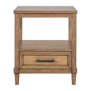 Gulches Tranquil Nightstand - Woven Cane Accent with Pewter Handle - 1 of 4