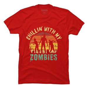 Men's Design By Humans Halloween Chillin With My Zombies Funny By Ering T-Shirt - 1 of 4