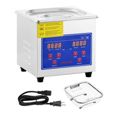 VEVOR Professional Ultrasonic Cleaner, 0.3 L Ultrasonic Jewelry Cleaner with Digital Timer & Heater, Stainless Steel Sonic Cleaner 40kHz, Silver