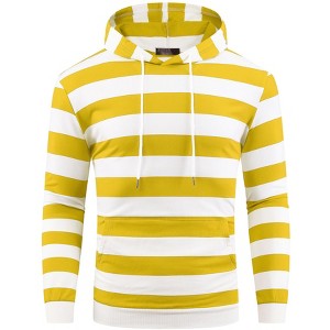 Lars Amadeus Men's Long Sleeves Drawstring Striped Hooded Sweatshirts - 1 of 4