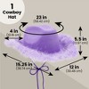 Zodaca Womens Cowboy Hat - Cute, Fluffy, Sparkly Cowgirl Hat with Feathers for Halloween, Birthday, Bachelorette Party (Purple) - 3 of 4