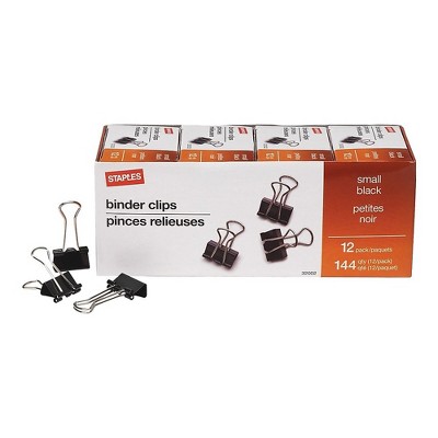 Staples Small Metal Binder Clips Bulk PK Black 3/4" Size with 3/8" Capacity 480114