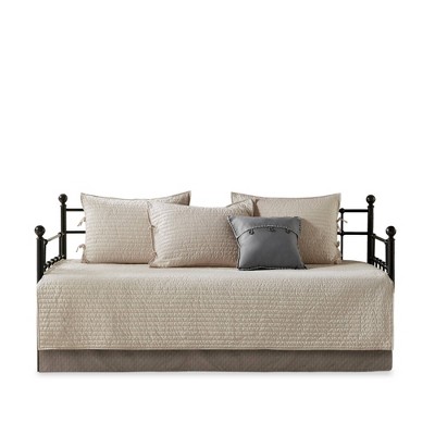 Neutral Plaid Reversible Polyester Daybed Cover Set