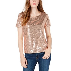 maison Jules Womens Sequin Zip Up Pullover Blouse - 1 of 1
