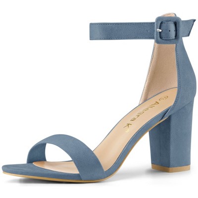 Allegra K Women's Back to College Open Toe Ankle Strap Chunky Heel Sandals